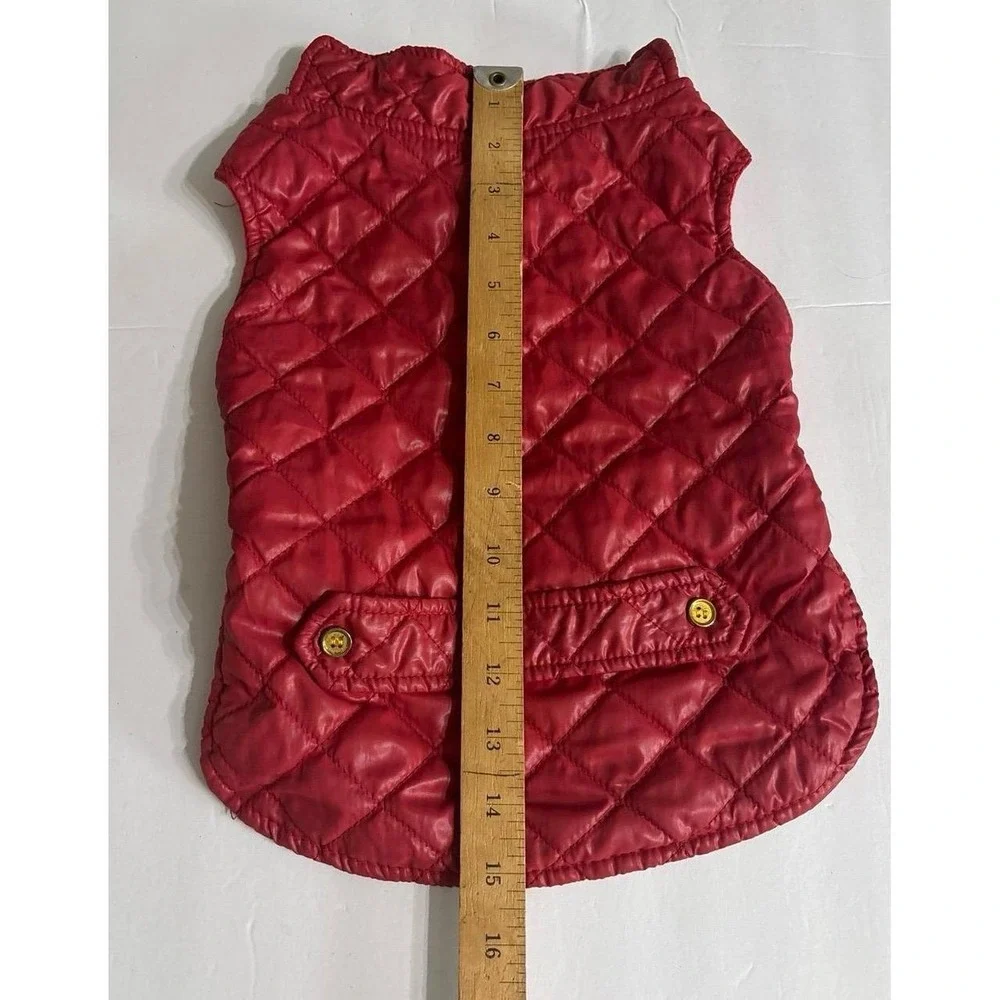 Dog Red Quilted Winter jacket with Gold Buttons (Small/Medium)